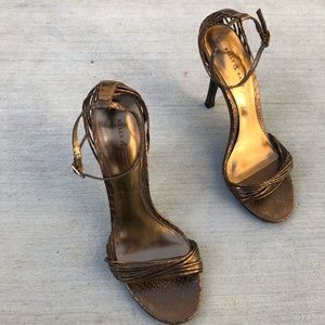 Kelly & Katie Bronze metallic high heel sandals. Size 9